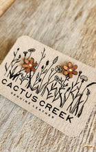 Load image into Gallery viewer, Wild Flower Genuine Leather Post Earrings