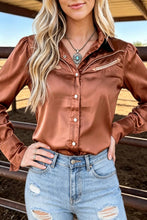 Load image into Gallery viewer, Western Pearl Snap Button Up Collar Long Sleeve Solid Shirt