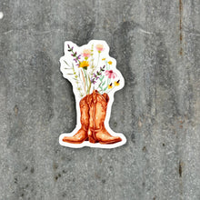 Load image into Gallery viewer, Boot Vase of Flowers Vinyl Die-Cut Sticker