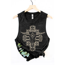 Load image into Gallery viewer, AZTEC COW SKULL MINERAL GRAPHIC TANK TOP