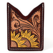 Load image into Gallery viewer, Hand Tooled Genuine Leather Sunflower Card Holder