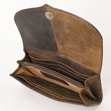 Load image into Gallery viewer, Tooled Leather Wallet with Blue Inlay