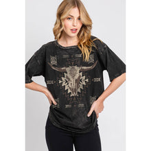 Load image into Gallery viewer, WESTERN STYLE LONGHORN SKULL AZTEC GRAPHIC TEE