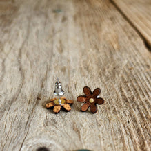 Load image into Gallery viewer, Wild Flower Genuine Leather Post Earrings