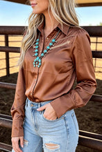 Load image into Gallery viewer, Western Pearl Snap Button Up Collar Long Sleeve Solid Shirt