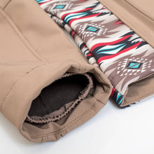 Load image into Gallery viewer, Women's Softshell Aztec Print Fleece-Lined Jacket Tan
