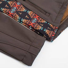 Load image into Gallery viewer, Women's Softshell Aztec Print Fleece-Lined Jacket Brown