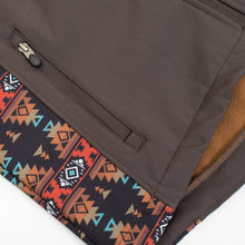 Load image into Gallery viewer, Women's Softshell Aztec Print Fleece-Lined Jacket Brown