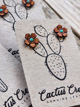Load image into Gallery viewer, Western Rose Genuine Leather Earrings