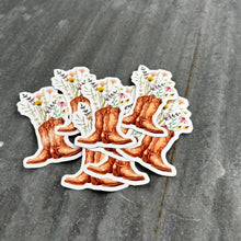Load image into Gallery viewer, Boot Vase of Flowers Vinyl Die-Cut Sticker