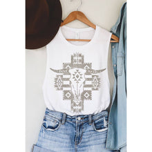 Load image into Gallery viewer, AZTEC COW SKULL MINERAL GRAPHIC TANK TOP