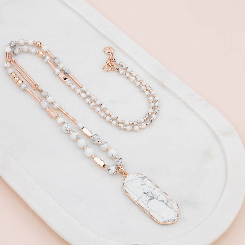 Rose Gold Howlite Pendant Necklace