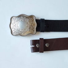 Load image into Gallery viewer, Genuine Leather Belt with Western Plaque Buckle
