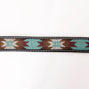 HILASON Hand Tooled/Beaded Leather Belt