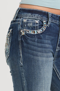 Steer Head Colorful Mid-Rise Boot Cut 32"