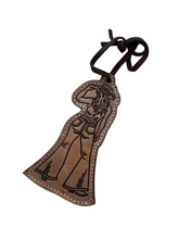 Load image into Gallery viewer, Cowgirl – Tooled Leather Bag Charm
