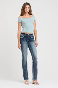 Steer Head Colorful Mid-Rise Boot Cut 32"