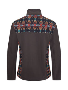 Women's Softshell Aztec Print Fleece-Lined Jacket Brown