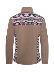 Women's Softshell Aztec Print Fleece-Lined Jacket Tan