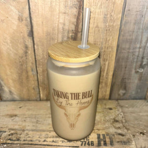 Take The Bull By The Horns Western Clear Can Glass Cup