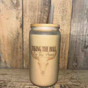 Take The Bull By The Horns Western Clear Can Glass Cup