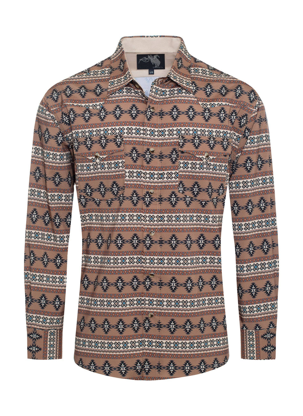 Men's Western Pearl Snap Aztec Print Shirt