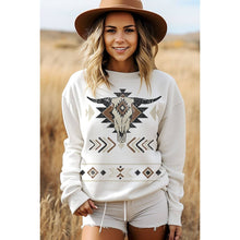 Load image into Gallery viewer, COW SKULL AZTEC MINERAL GRAPHIC SWEATSHIRTS
