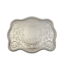 Load image into Gallery viewer, Western Inspired Matte Silver Plaque Buckle
