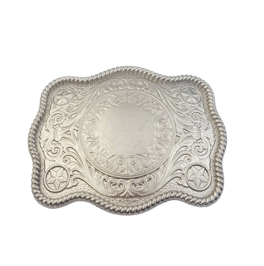 Western Inspired Matte Silver Plaque Buckle
