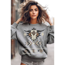 Load image into Gallery viewer, COW SKULL AZTEC MINERAL GRAPHIC SWEATSHIRTS
