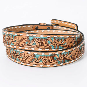 Beautifully Hand-Tooled Genuine American Leather Belt