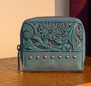 Wrangler Western Tooled Wallet - Turquoise