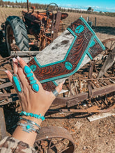 Load image into Gallery viewer, Turquoise Cowhide Wallet
