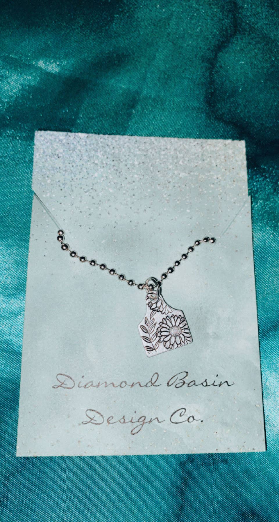 Floral Cow Tag Necklace