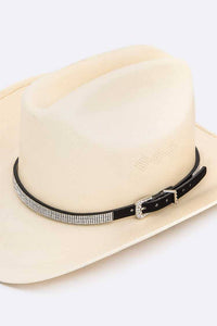 Crystal Embellished Leather Hat Belt