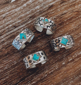 Square Turquoise Rings