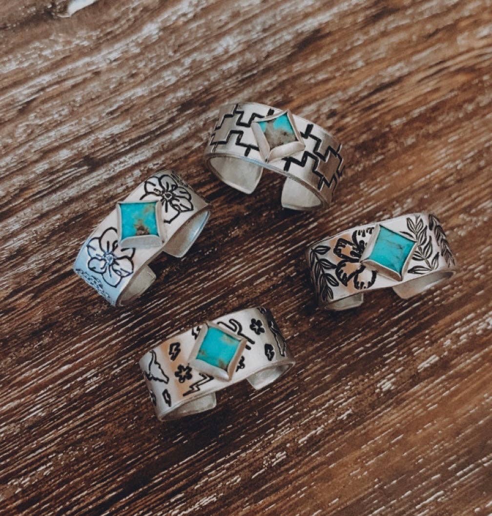 Square Turquoise Rings