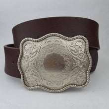 Load image into Gallery viewer, Genuine Leather Belt with Western Plaque Buckle
