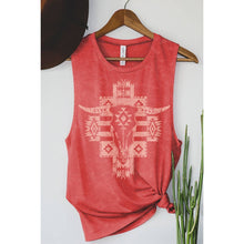 Load image into Gallery viewer, AZTEC COW SKULL MINERAL GRAPHIC TANK TOP
