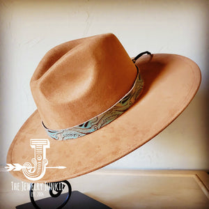 Napolis Turquoise Brown Embossed Leather Hat Band Only