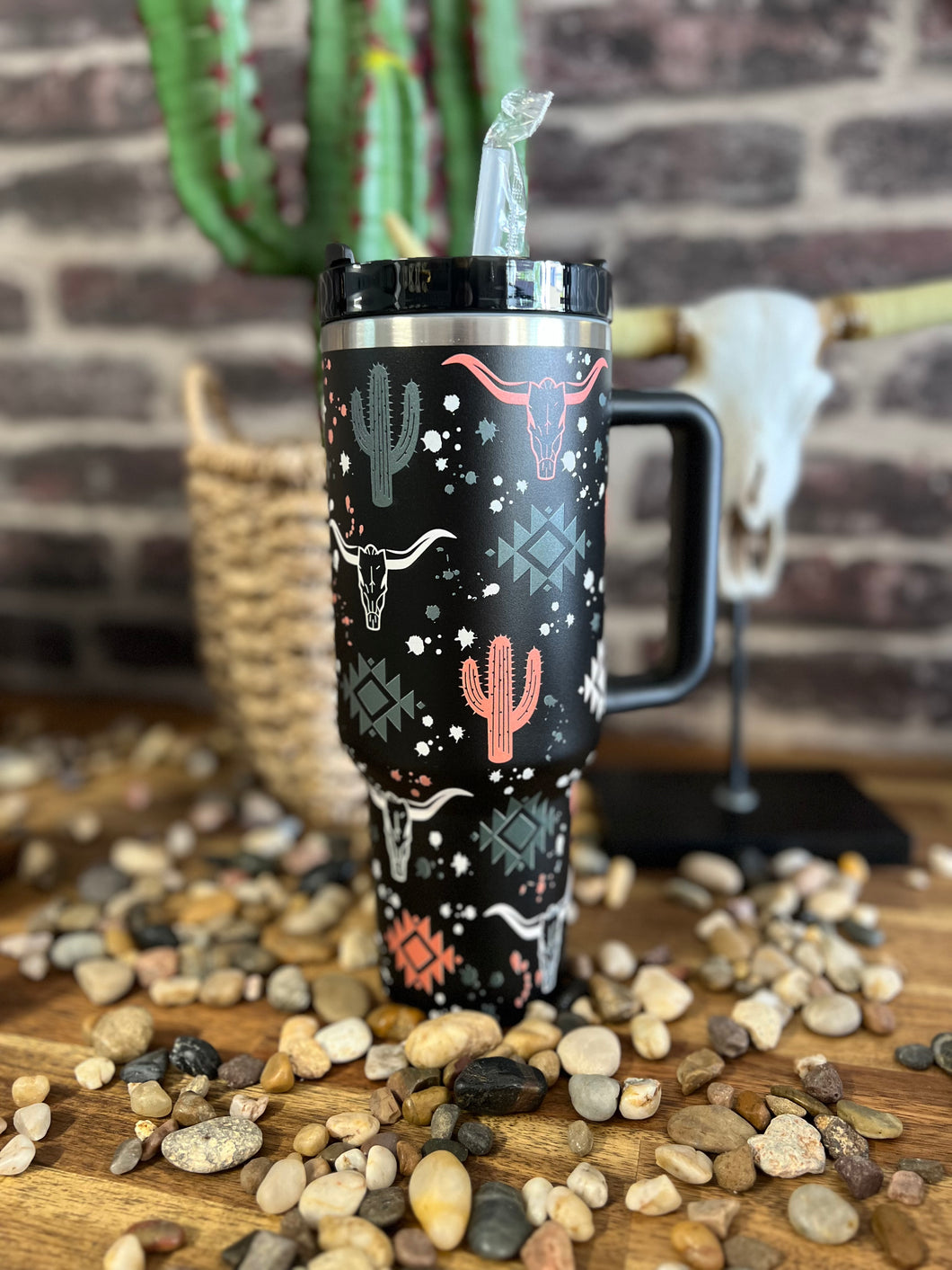 Black Cactus & Bull Travel Mug