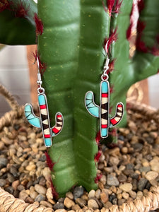 Aztec Cactus Dangle Earrings