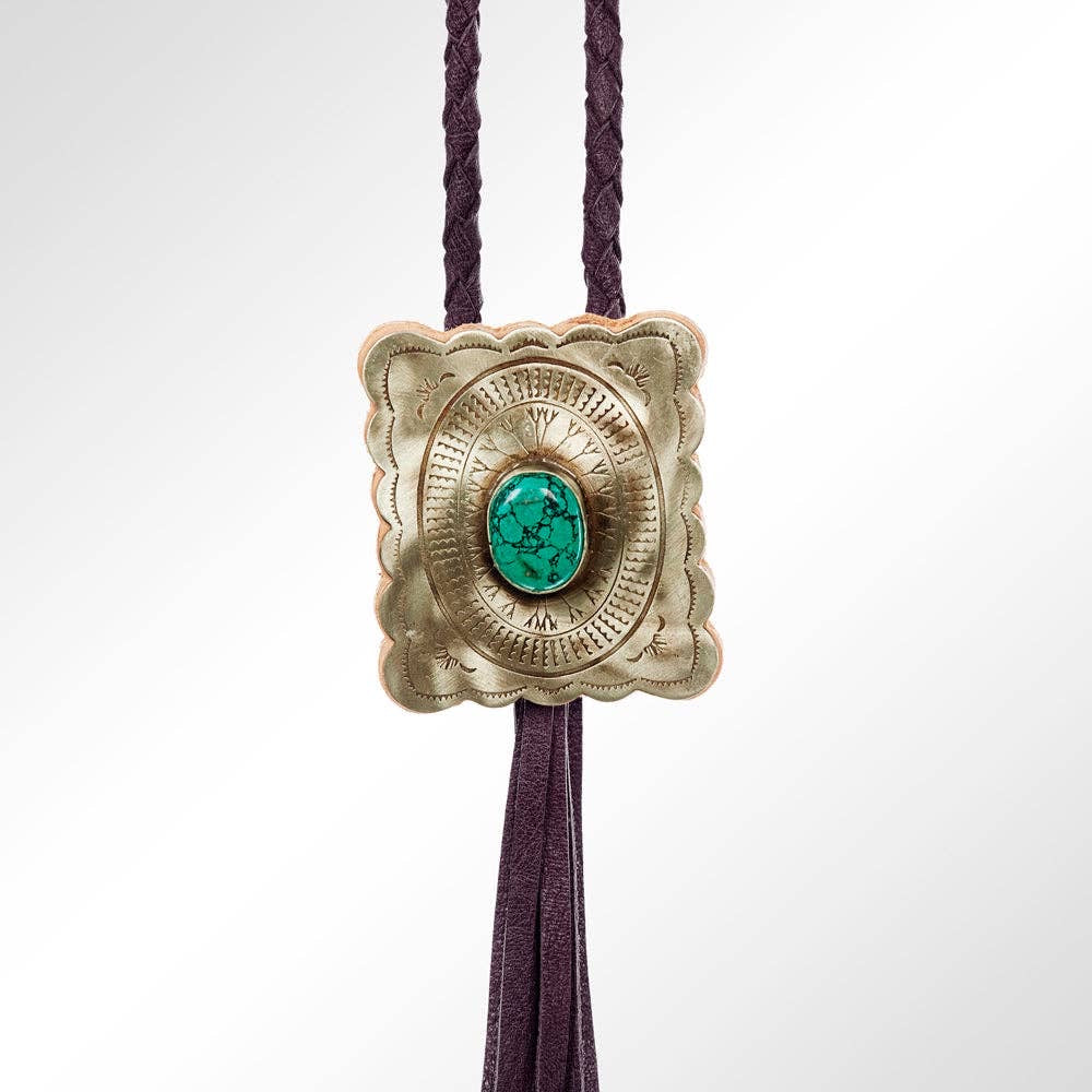 Braided Black Genuine Leather Necklace/Bolo