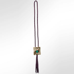 Braided Black Genuine Leather Necklace/Bolo