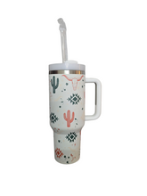 Load image into Gallery viewer, White Cactus &amp; Bull Travel Mug
