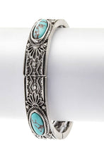 Load image into Gallery viewer, Turquoise Pave Engraved Western Stretch Bracelet
