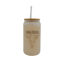 Load image into Gallery viewer, Take The Bull By The Horns Western Clear Can Glass Cup
