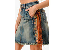 Load image into Gallery viewer, Tassel Denim Skirt
