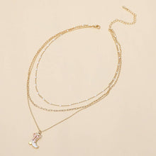Load image into Gallery viewer, Enamel Bow Cowboy Boot Pendant Triple Layered Necklace
