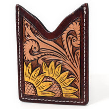 Load image into Gallery viewer, Hand Tooled Genuine Leather Sunflower Card Holder
